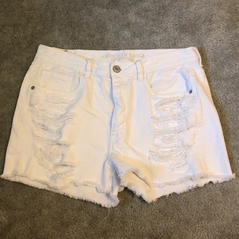 American Eagle High Wasted White Denim Shorts